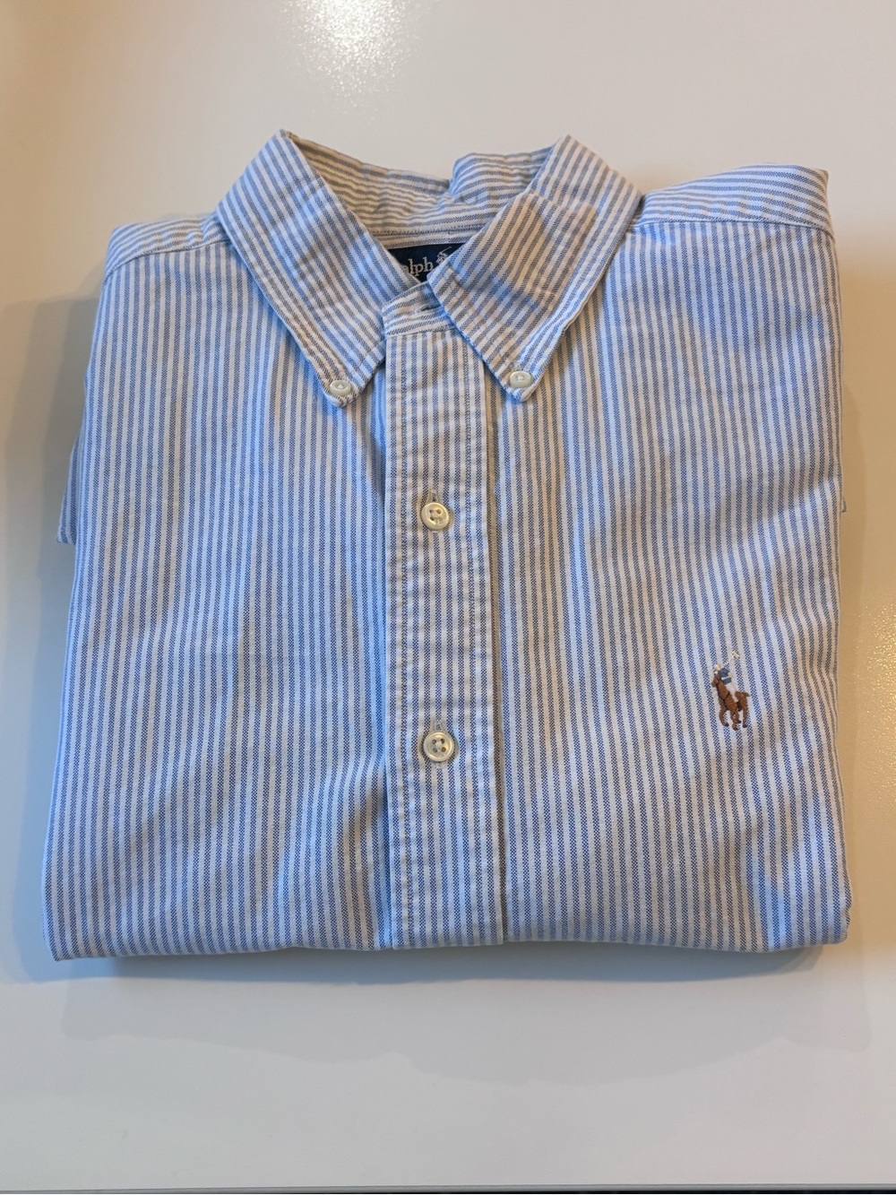 Ralph Lauren Blue and White Striped Button-Down, Vintage Blake, Men’s Large - Picture 15 of 15